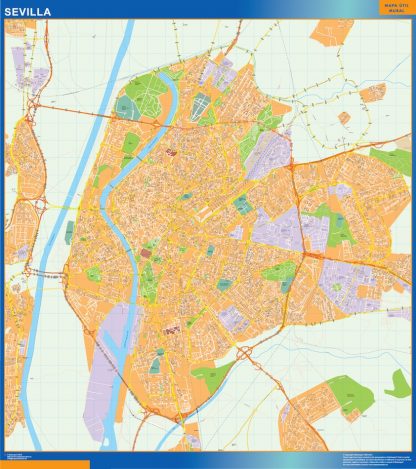 Mapa Sevilla callejero enmarcado plastificado 