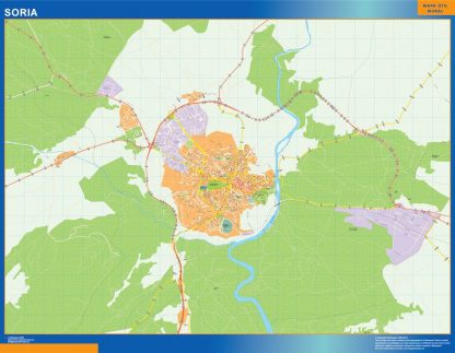 Mapa Soria callejero enmarcado plastificado 