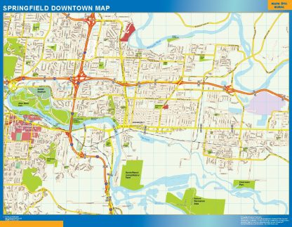 Mapa Springfield downtown enmarcado plastificado 