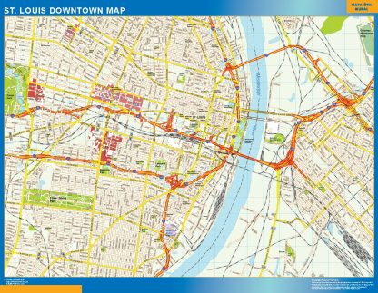 Mapa St Louis downtown enmarcado plastificado 