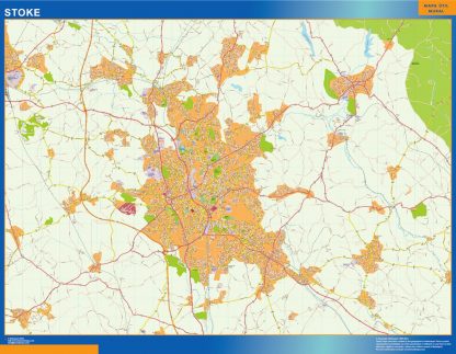 Mapa Stoke enmarcado plastificado 