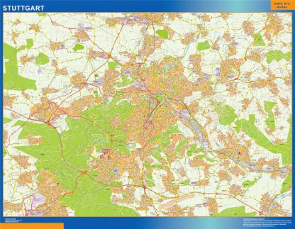 Mapa Stuttgart en Alemania enmarcado plastificado 