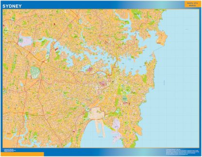 Mapa Sydney Australia enmarcado plastificado 