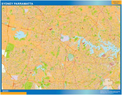 Mapa Sydney Parramatta Australia enmarcado plastificado 