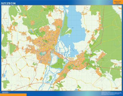 Mapa Szczecin Polonia enmarcado plastificado 