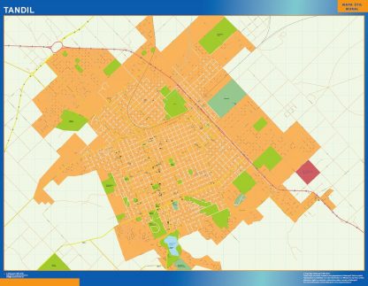 Mapa Tandil en Argentina enmarcado plastificado 