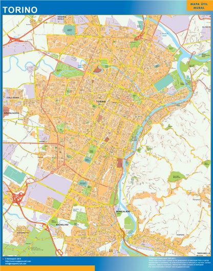 Mapa Torino enmarcado plastificado 