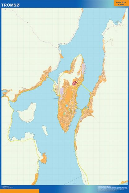 Mapa Tromso en Noruega enmarcado plastificado 