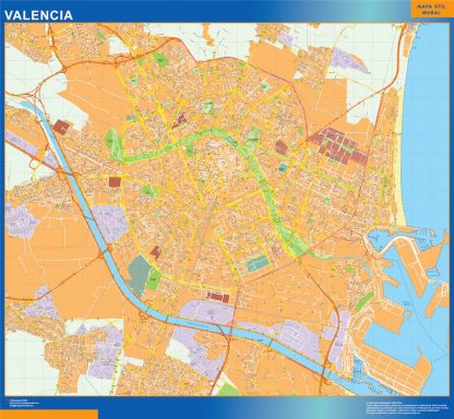 Mapa Valencia callejero enmarcado plastificado 