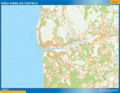 Mapa Viana Do Castelo área urbana enmarcado plastificado 