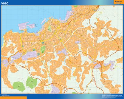 Mapa Vigo callejero enmarcado plastificado 