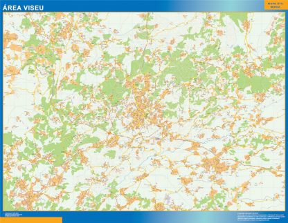 Mapa Viseu área urbana enmarcado plastificado 