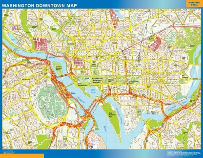 Mapa Washington downtown enmarcado plastificado 