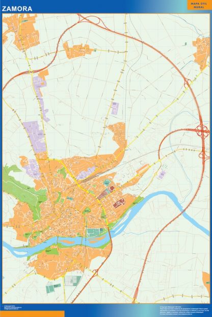 Mapa Zamora callejero enmarcado plastificado 