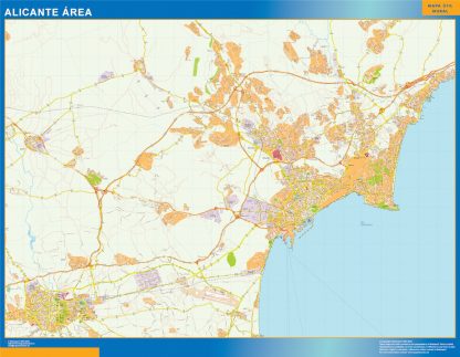 Mapa carreteras Alicante Area enmarcado plastificado 