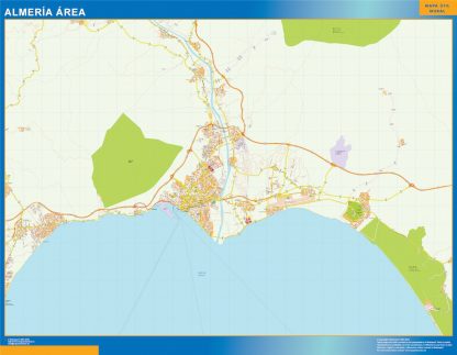 Mapa carreteras Almeria Area enmarcado plastificado 