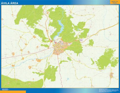 Mapa carreteras Avila Area enmarcado plastificado 