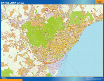 Mapa carreteras Barcelona Area enmarcado plastificado 