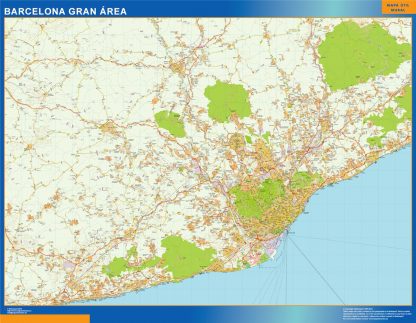 Mapa carreteras Barcelona Gran Area enmarcado plastificado 