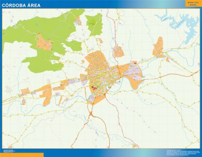 Mapa carreteras Cordoba Area enmarcado plastificado 