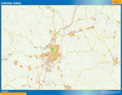 Mapa carreteras Girona Area enmarcado plastificado 