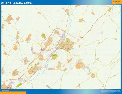 Mapa carreteras Guadalajara Area enmarcado plastificado 