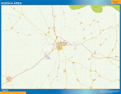 Mapa carreteras Huesca Area enmarcado plastificado 