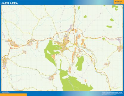 Mapa carreteras Jaen Area enmarcado plastificado 