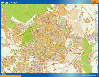 Mapa carreteras Madrid Area enmarcado plastificado 