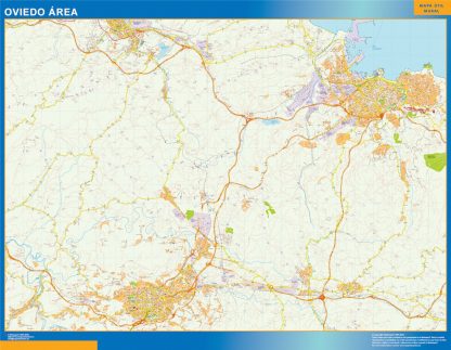 Mapa carreteras Oviedo Area enmarcado plastificado 