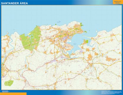 Mapa carreteras Santander Area enmarcado plastificado 