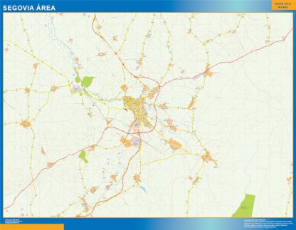 Mapa carreteras Segovia Area enmarcado plastificado 