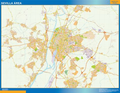 Mapa carreteras Sevilla Area enmarcado plastificado 