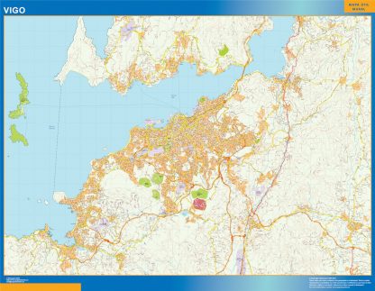 Mapa carreteras Vigo Area enmarcado plastificado 