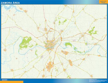 Mapa carreteras Zamora Area enmarcado plastificado 