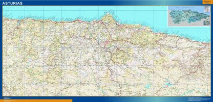 Mapa de Asturias relieve enmarcado plastificado 