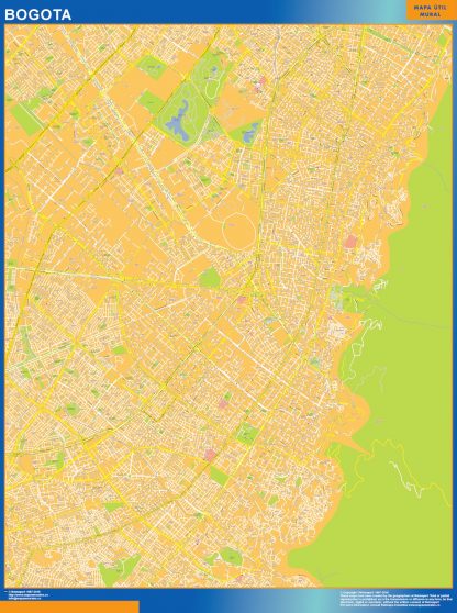 Mapa de Bogota Centro en Colombia enmarcado plastificado 