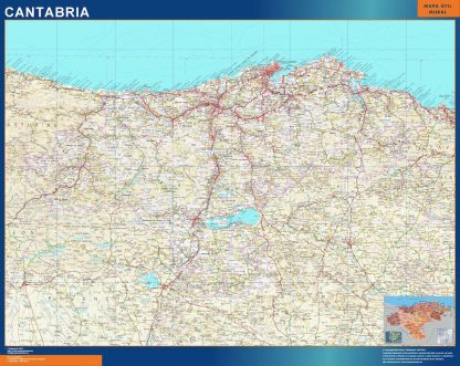 Mapa de Cantabria enmarcado plastificado 