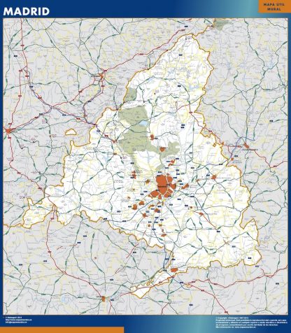 Mapa de Comunidad Madrid enmarcado plastificado 