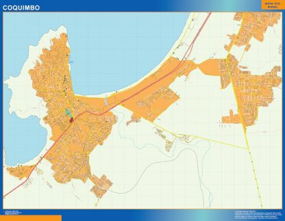 Mapa de Coquimbo en Chile enmarcado plastificado 