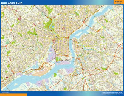 Mapa de Filadelfia enmarcado plastificado 