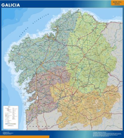 Mapa de Galicia enmarcado plastificado 