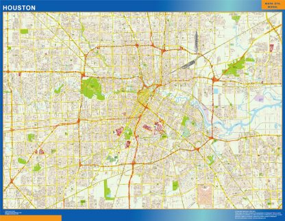 Mapa de Houston enmarcado plastificado 