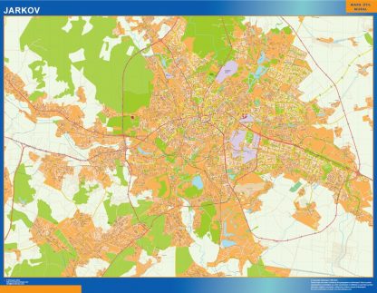 Mapa de Jarkov en Ucrania enmarcado plastificado 