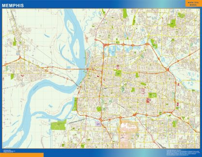 Mapa de Memphis enmarcado plastificado 