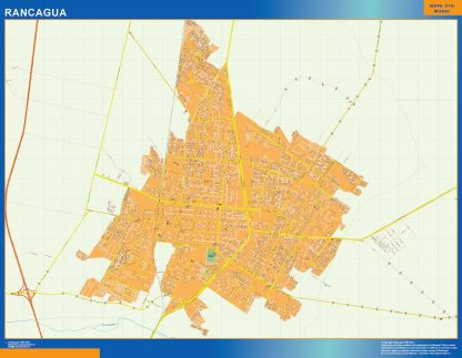 Mapa de Rancagua en Chile enmarcado plastificado 