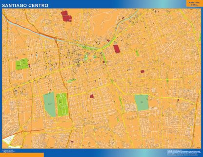 Mapa de Santiago de Chile en Chile enmarcado plastificado 