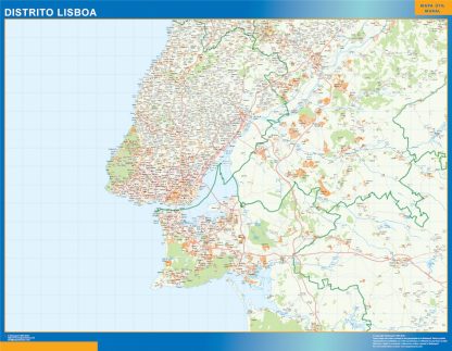 Mapa distrito Lisboa enmarcado plastificado 