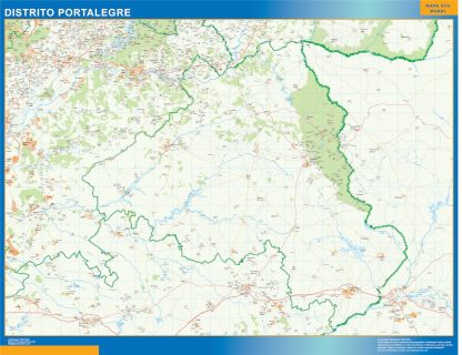 Mapa distrito Portalegre enmarcado plastificado 