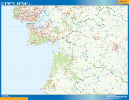 Mapa distrito Setubal enmarcado plastificado 